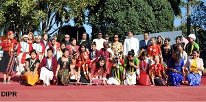 The Governor of Arunachal Pradesh Shri V. Shanmuganathan with Cultural Team in the 'At Home� function at Raj Bhawan, Itanagar on 26th January�2017